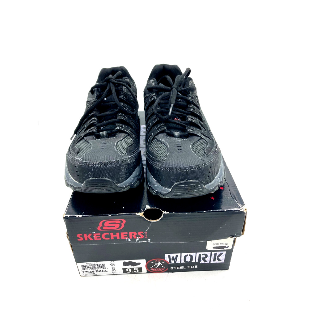 Skechers Men's Work RF Cankton Steel Toe Blk/Char. Shoe Sz: 9.5M